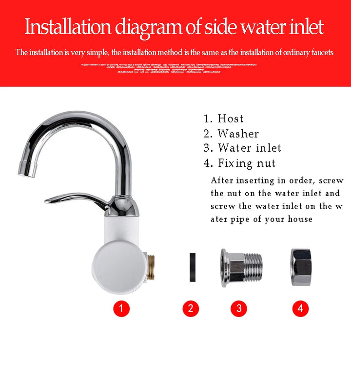 Instant 360° Electric Water Heating Faucet ,tap For Kitchens And Bathrooms | Shock-proof Design | Digital Temp° Display | Hot And Cold Water