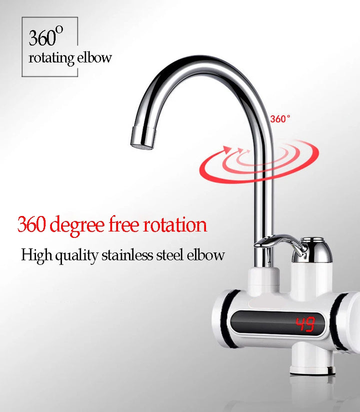 Instant 360° Electric Water Heating Faucet ,tap For Kitchens And Bathrooms | Shock-proof Design | Digital Temp° Display | Hot And Cold Water