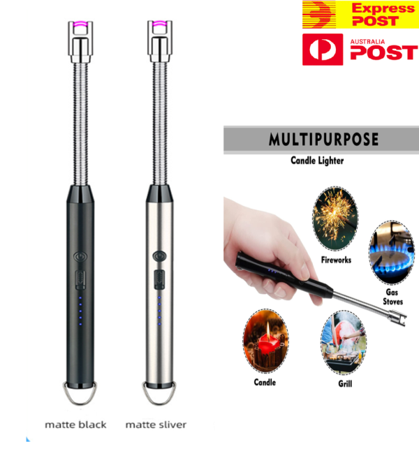 USB Rechargeable Flameless Arc Lighter Flexible & Windproof for Candles, Led Battery Display,Hiking, Camping, Kitchen, Fireplaces