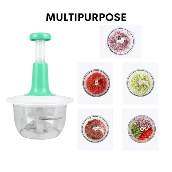 Manual Hand Push Chopper | Multi-functional Vegetable Meat Grinder, Grater, Chopper – 1.5 Liter