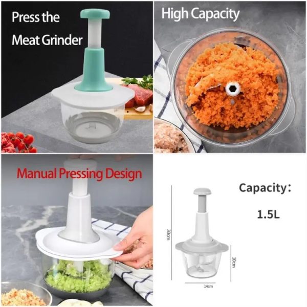 Multi-functional Vegetable Meat Grinder, Grater, Chopper – 1.5 Liter