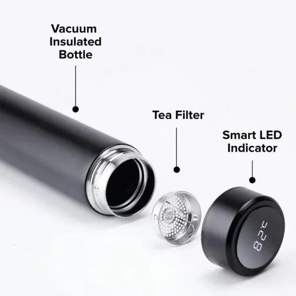 Thermos Water Bottle (Hot & Cold) 500 ML, Temperature Display Vacuum Insulated Water Bottle Thermo Flask Made Of Premium Stainless Steel Coffee Cup